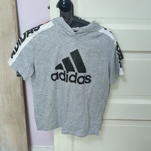 Adidas Kids Gray and Black Hoodie Tee